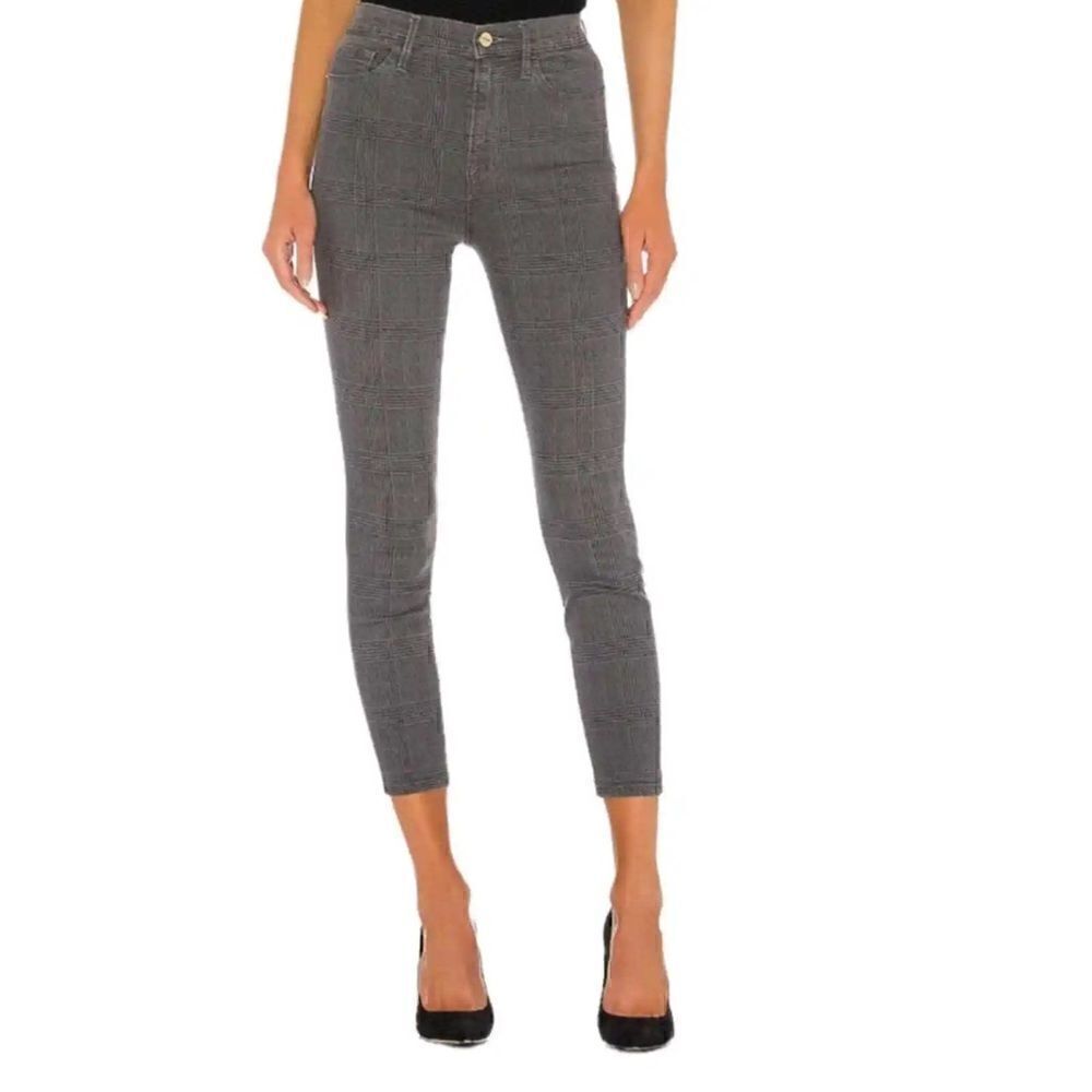 FRAME Ali High Rise Cigarette Gray Plaid Denim - Size 26